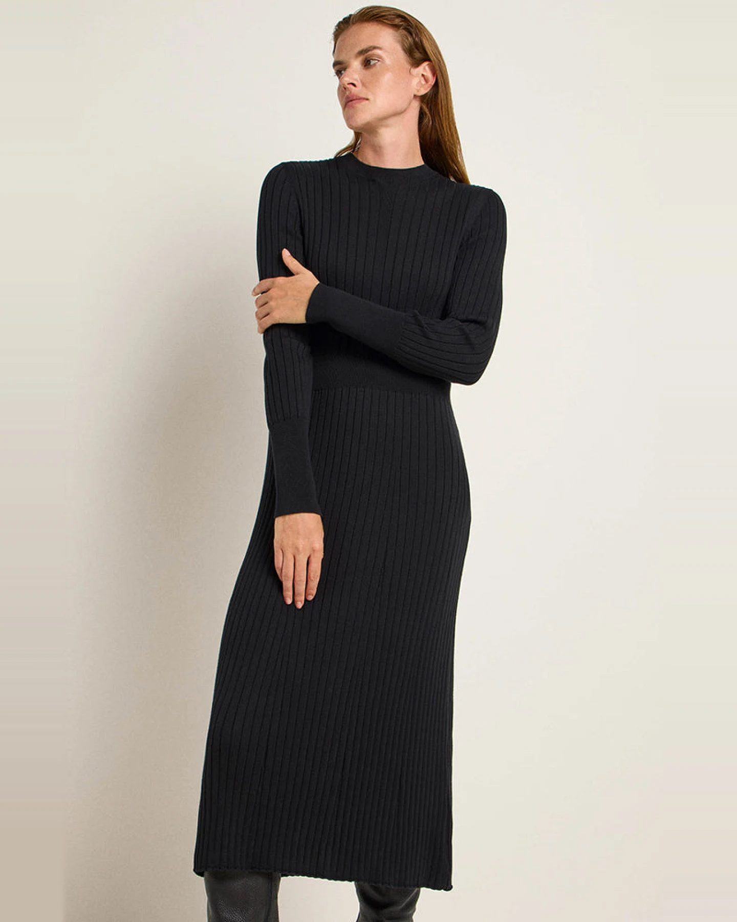 Lanius Damen vegan Kleid Struktur Schwarz – Ansicht 2