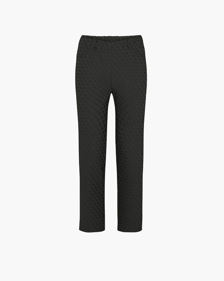 LAURIE Damen vegan Hose Kelly Regular Short Länge Schwarz Jacquard