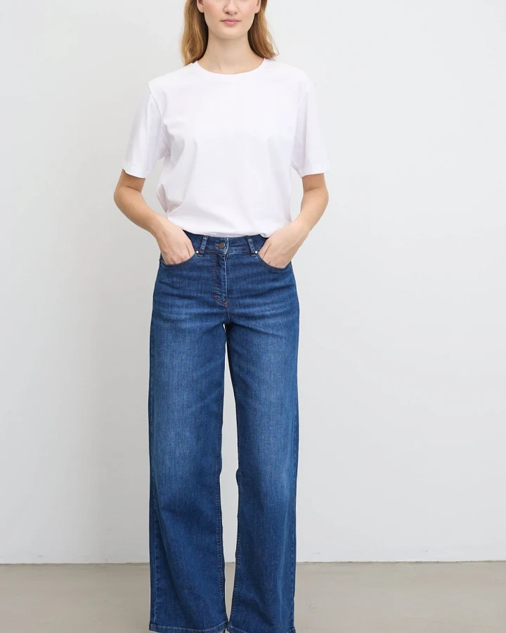 LAURIE Damen vegan Jeans Carol Lange Länge Gewaschen Blau