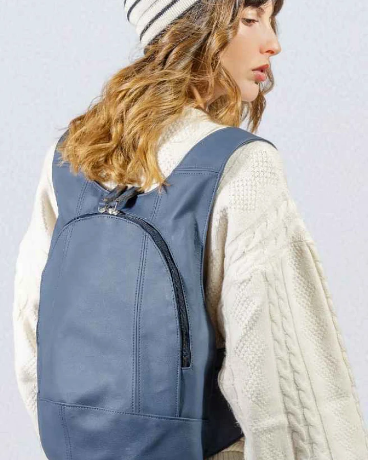 Arsayo Herren vegan Rucksack The Mela Veganes Öko-Leder Sturm Blau