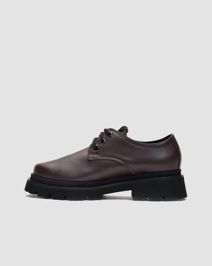 BOHEMA Damen vegan Chunky Derbs No.2 Schokolade Dunkelbraun