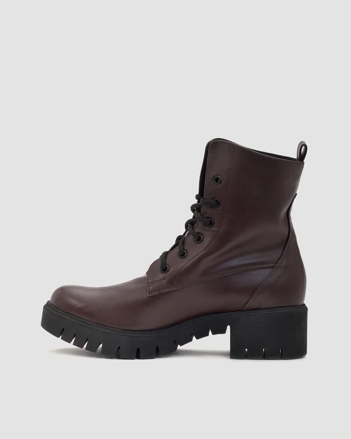 BOHEMA Damen vegan Stiefel Workers No. 3 Chocolate Dark Brown