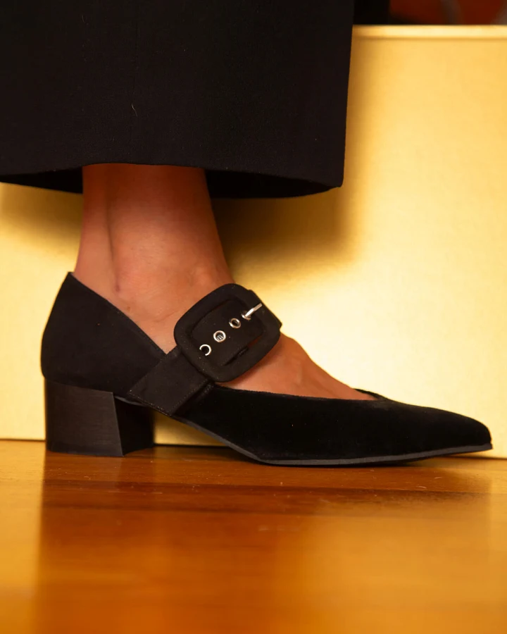 Momoc Damen vegan Hochhackige Schuhe Tulip Schwarz