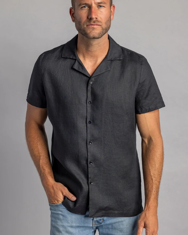 DIRTS Herren vegan Hemd Leinen Schwarz