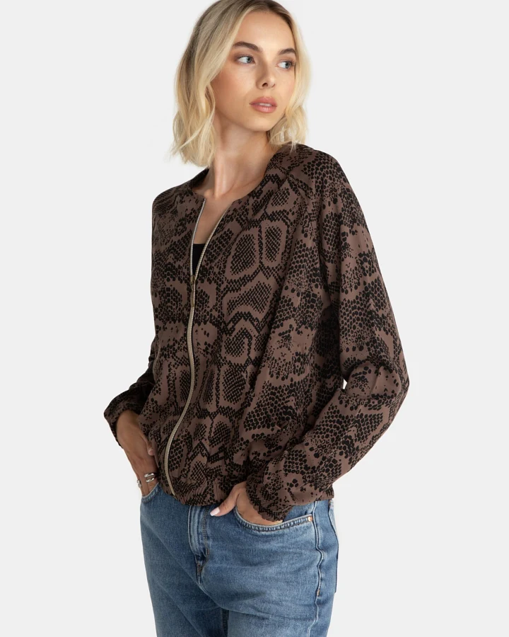 LOVJOI Damen vegan Jacke Boca Braun Python