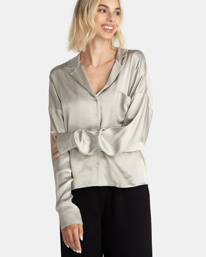 LOVJOI Damen vegan Bluse Cayssie Lunar Grau