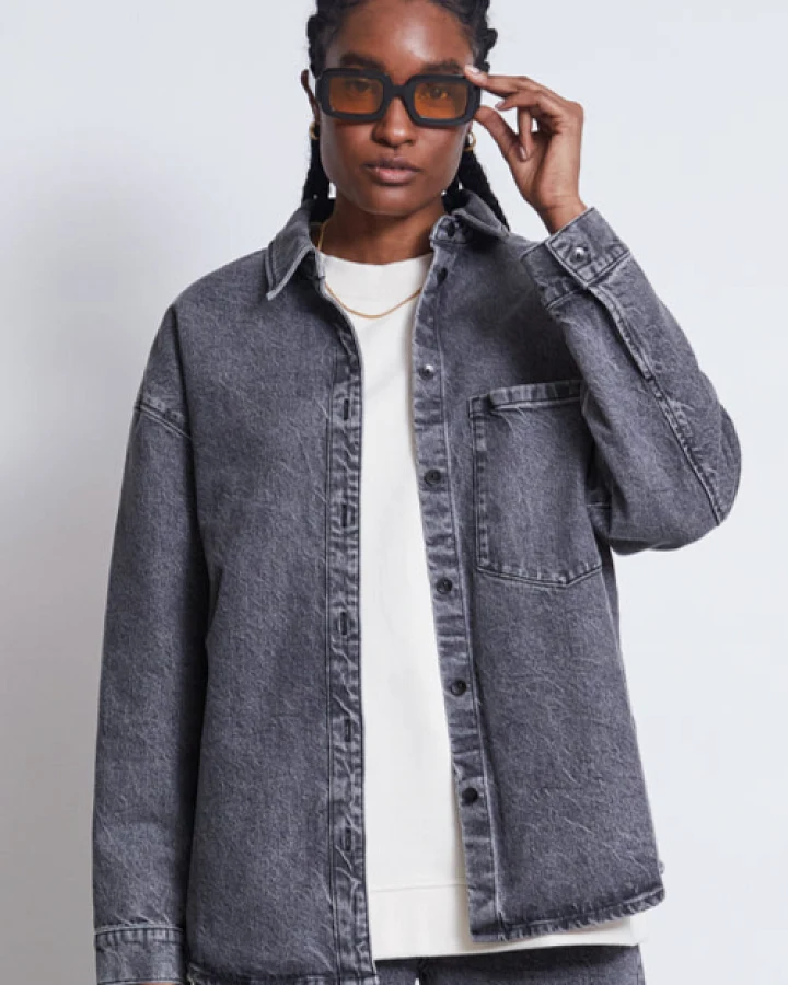 JAN 'N JUNE Damen vegan Hemd Denim Solace Hellgrau