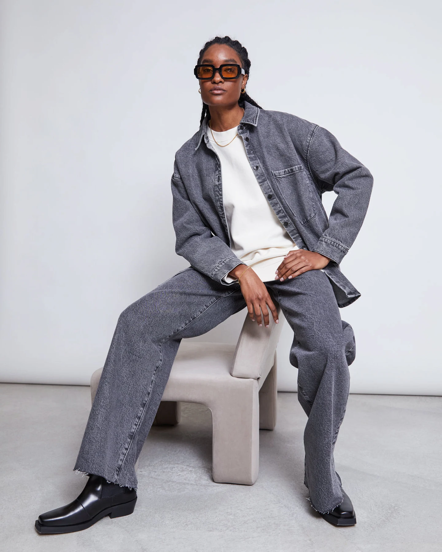 JAN 'N JUNE Damen vegan Hemd Denim Solace Hellgrau – Ansicht 2