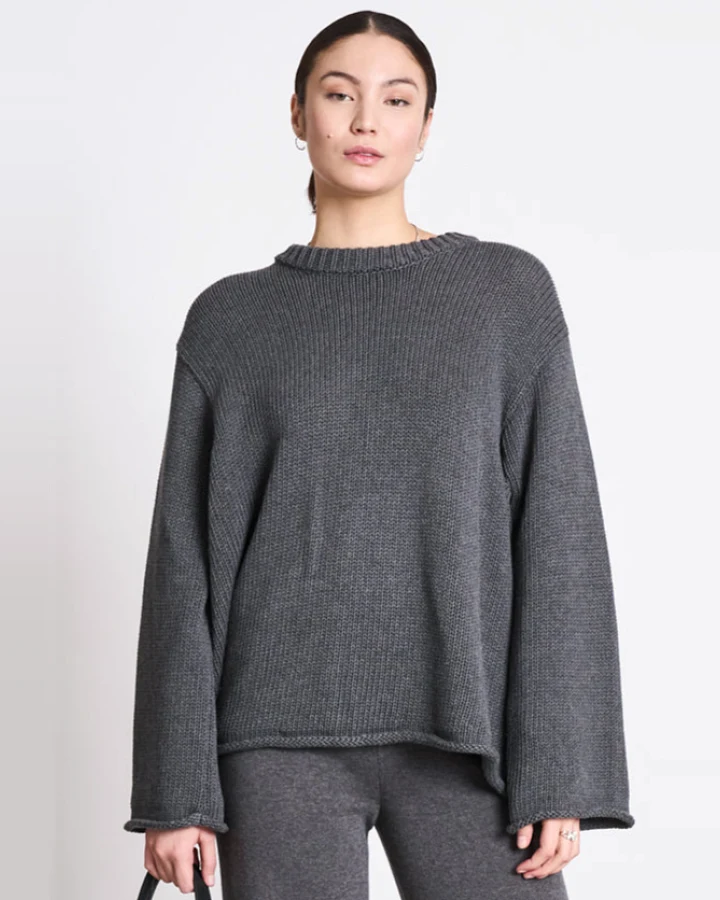 JAN 'N JUNE Damen vegan Pullover Sona Dunkelgrau