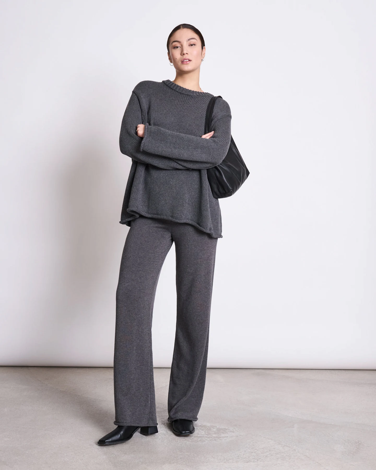 JAN 'N JUNE Damen vegan Pullover Sona Dunkelgrau – Ansicht 2