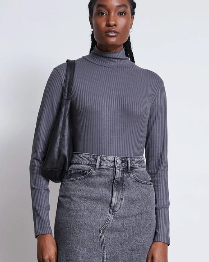 JAN 'N JUNE Damen vegan Rollkragenpullover Lyocell Mio Dunkelgrau