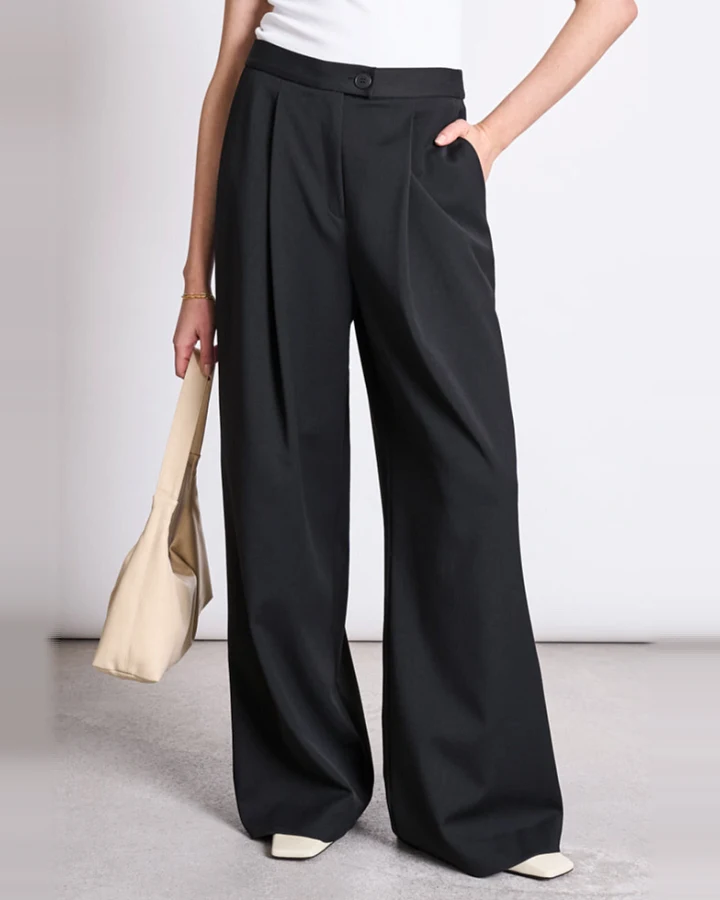 JAN 'N JUNE Damen vegan Hose Weit Giza Schwarz