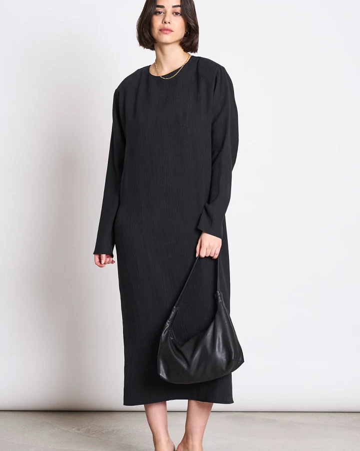 JAN 'N JUNE Damen vegan Kleid Crinkle Dimma Schwarz