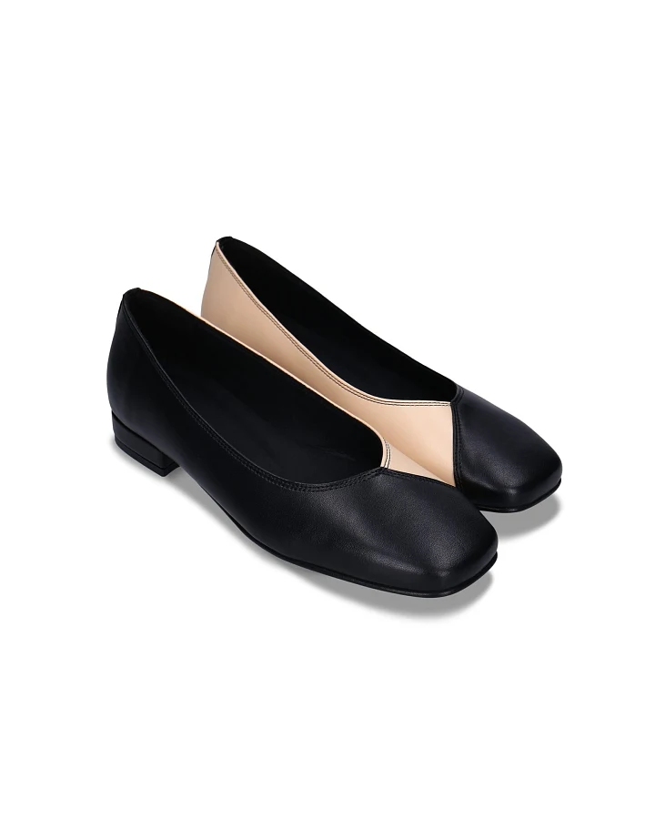 NAE Damen vegan Ballerinas Pam Veganes Öko-Leder Beige/Schwarz