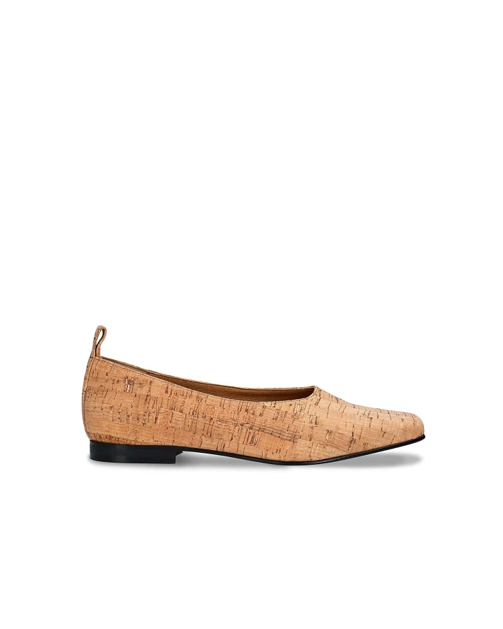 NAE Damen vegan Ballerinas Melita Kork Braun