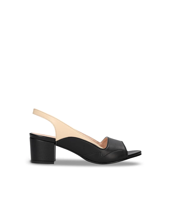 NAE Damen vegan Sandalen Mara Veganes Öko-Leder Beige/Schwarz