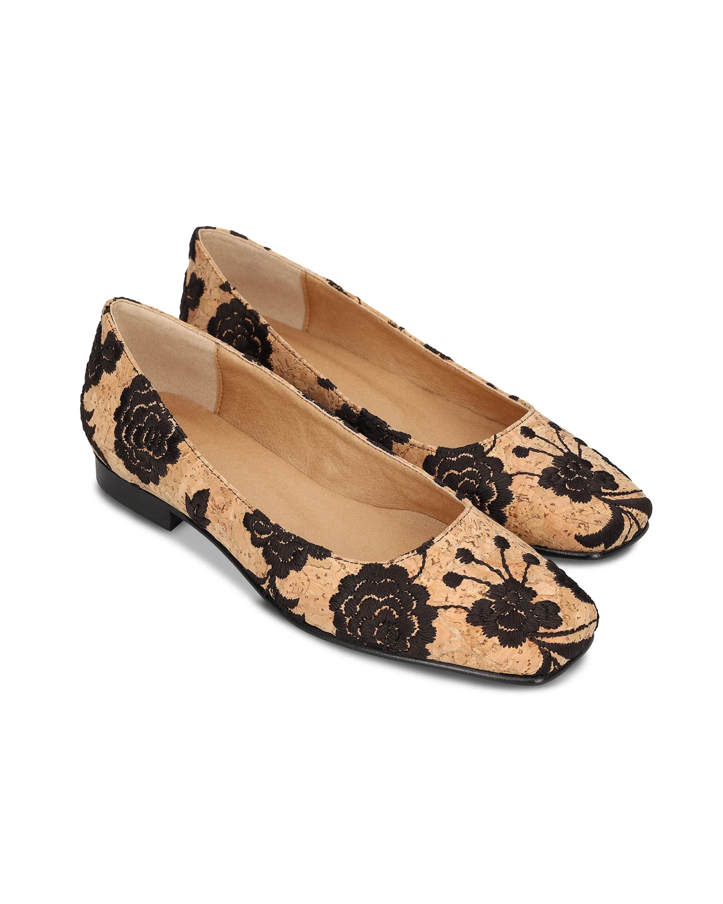 NAE Damen vegan Ballerinas Louise Kork Schwarz/Braun – Ansicht 2
