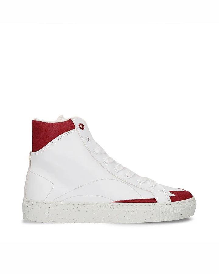 NAE Herren vegan Sneaker London Veganes Öko-Leder Weiß/Rot