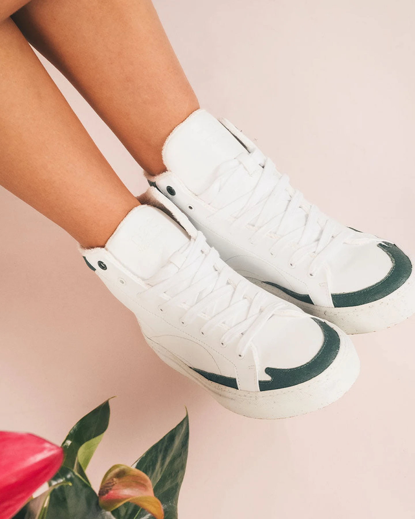 NAE Herren vegan Sneaker London Veganes Öko-Leder Weiß/Grün – Ansicht 2