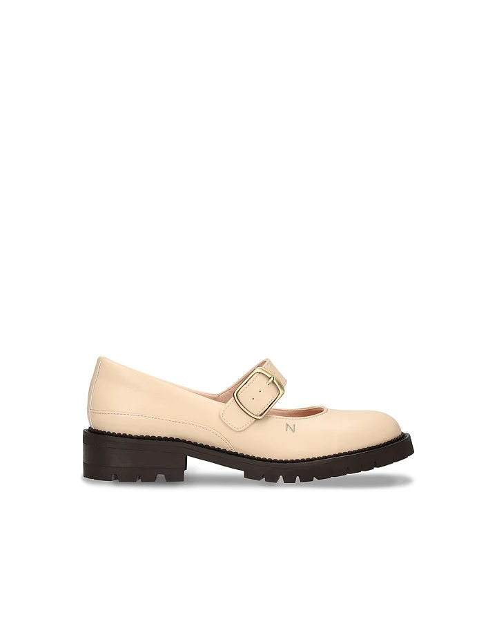 NAE Damen vegan Slipper Emisa Veganes Öko-Leder Beige