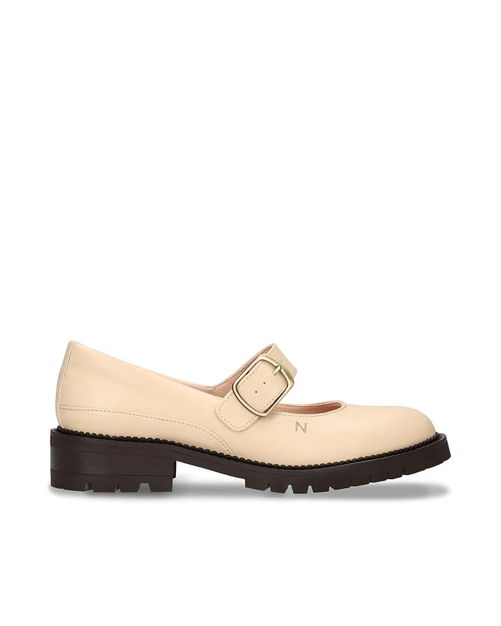 NAE Damen vegan Slipper Emisa Veganes Öko-Leder Beige