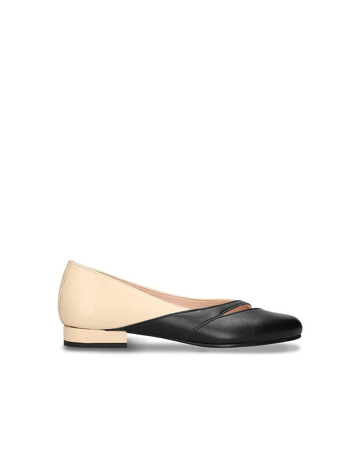NAE Damen vegan Ballerinas Deme Veganes Öko-Leder Beige/Schwarz