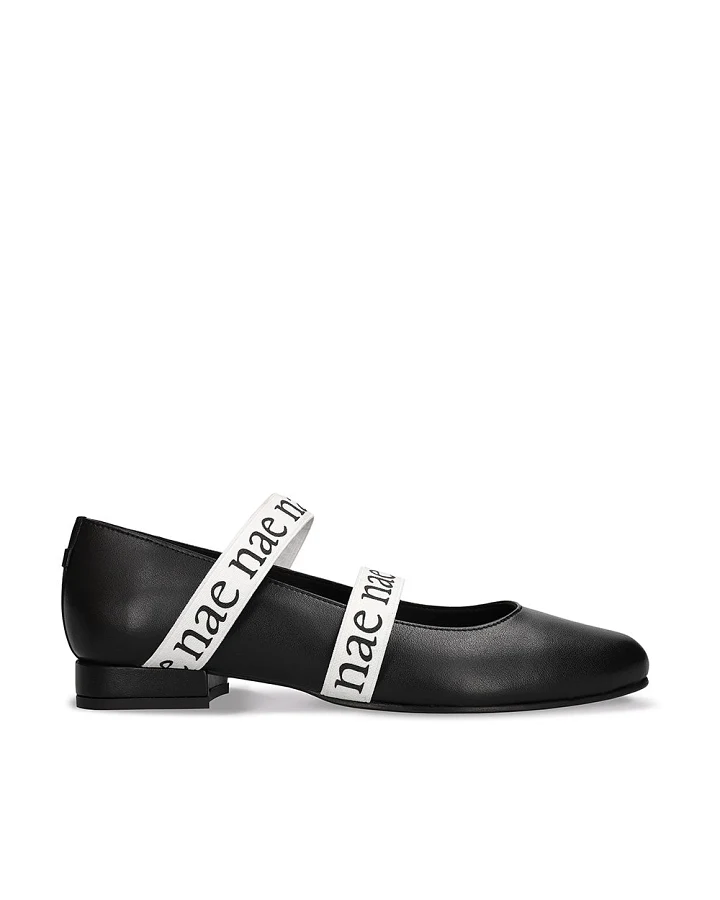 NAE Damen vegan Ballerinas Aure Veganes Öko-Leder Schwarz