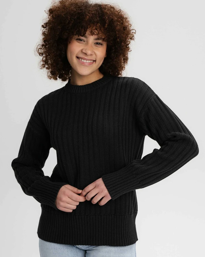 MELA Damen vegan Strickpullover Ishani Schwarz