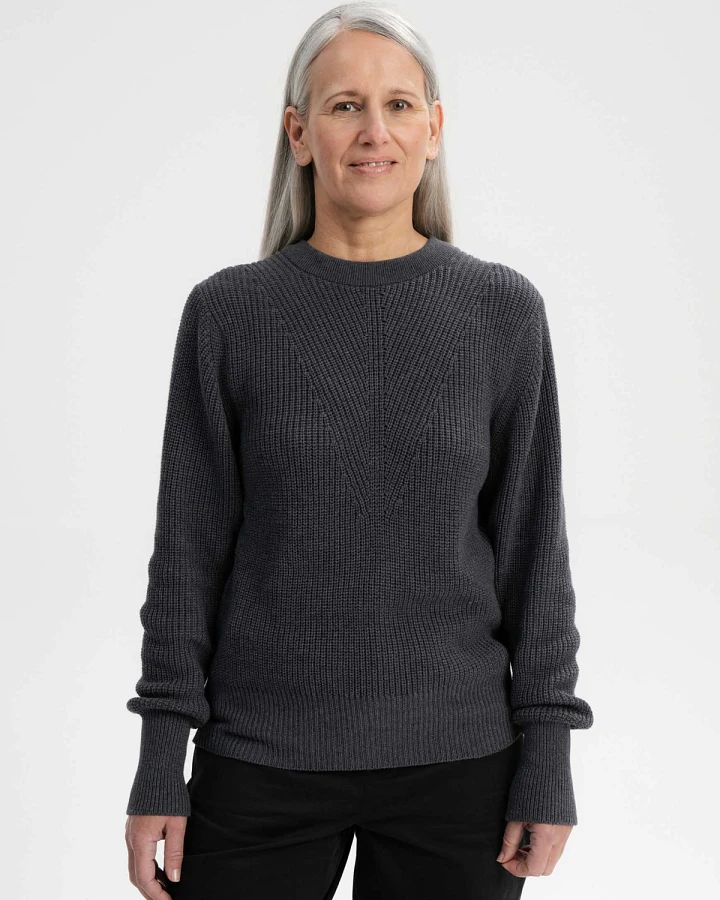 MELA Damen vegan Strickpullover Gauri Dunkelgrau