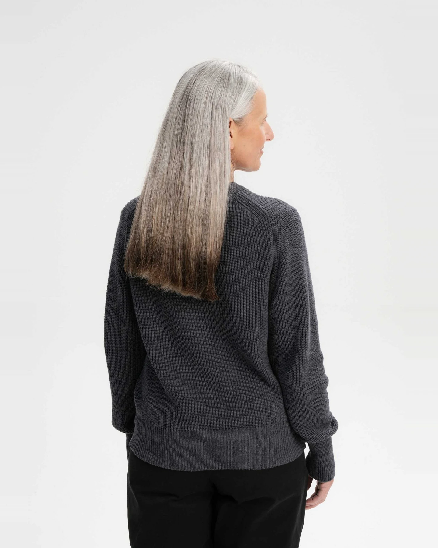 MELA Damen vegan Strickpullover Gauri Dunkelgrau – Ansicht 2