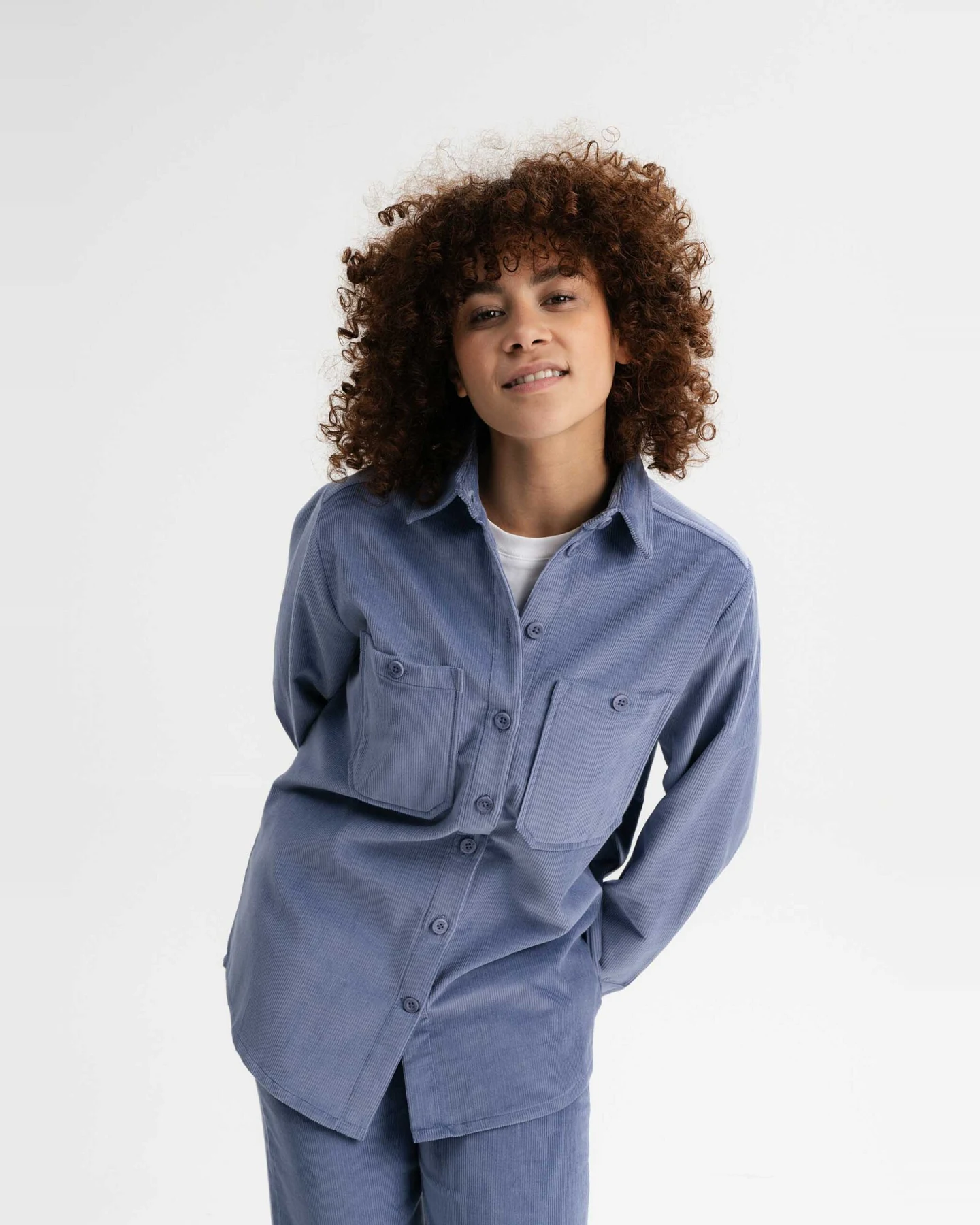 MELA Damen vegan Overshirt Cord Jiya Blau – Ansicht 2