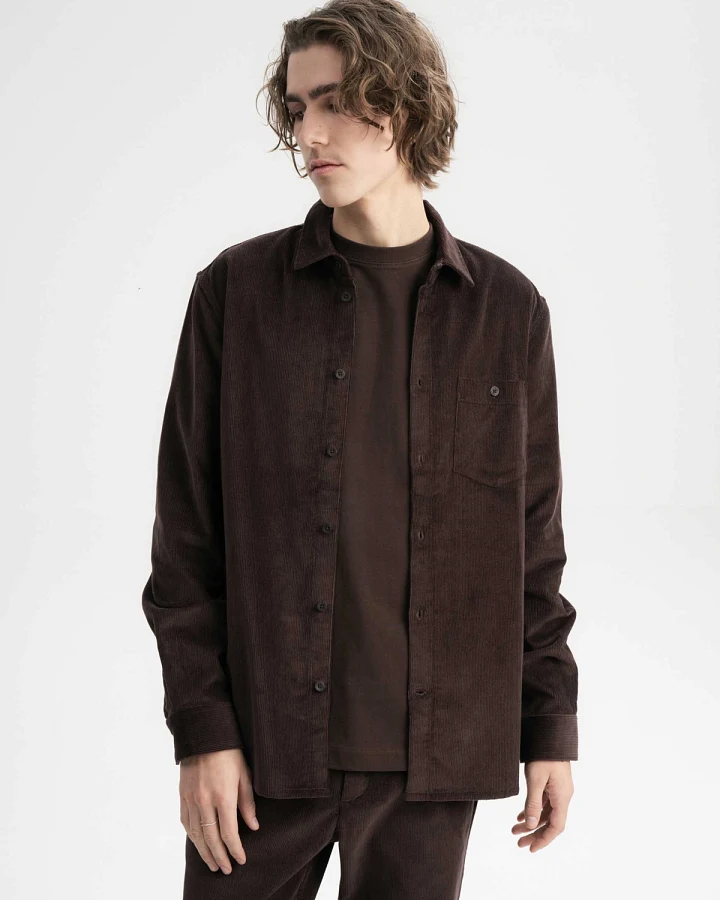 MELA Herren vegan Hemd Corduroy Nimit Braun