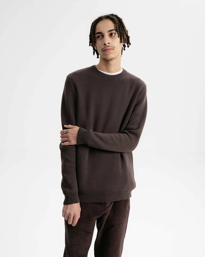 MELA Herren vegan Strickpullover Jacquard Manav Dunkelbraun