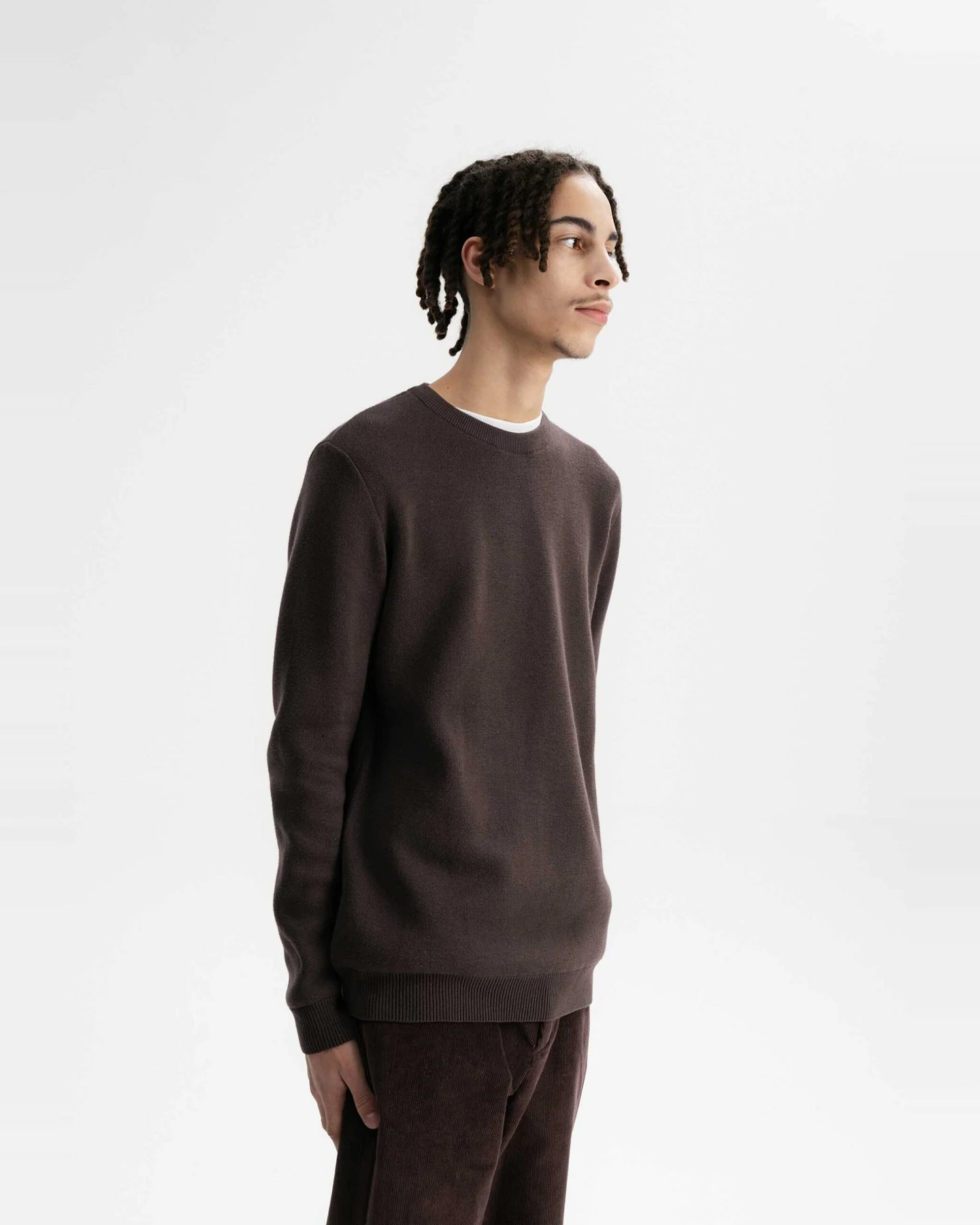 MELA Herren vegan Strickpullover Jacquard Manav Dunkelbraun – Ansicht 2