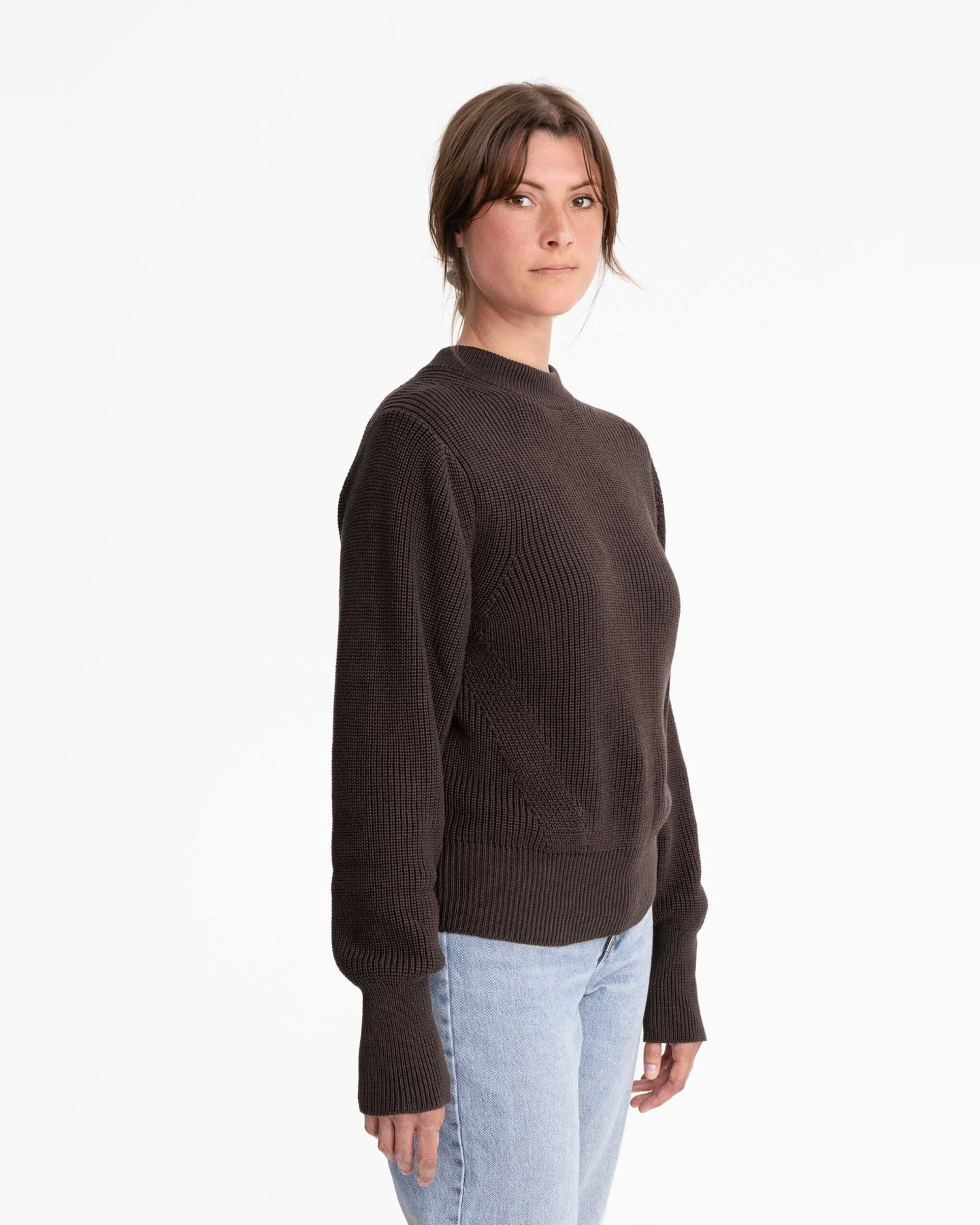 MELA Damen vegan Strickpullover Riya Dunkelbraun – Ansicht 2
