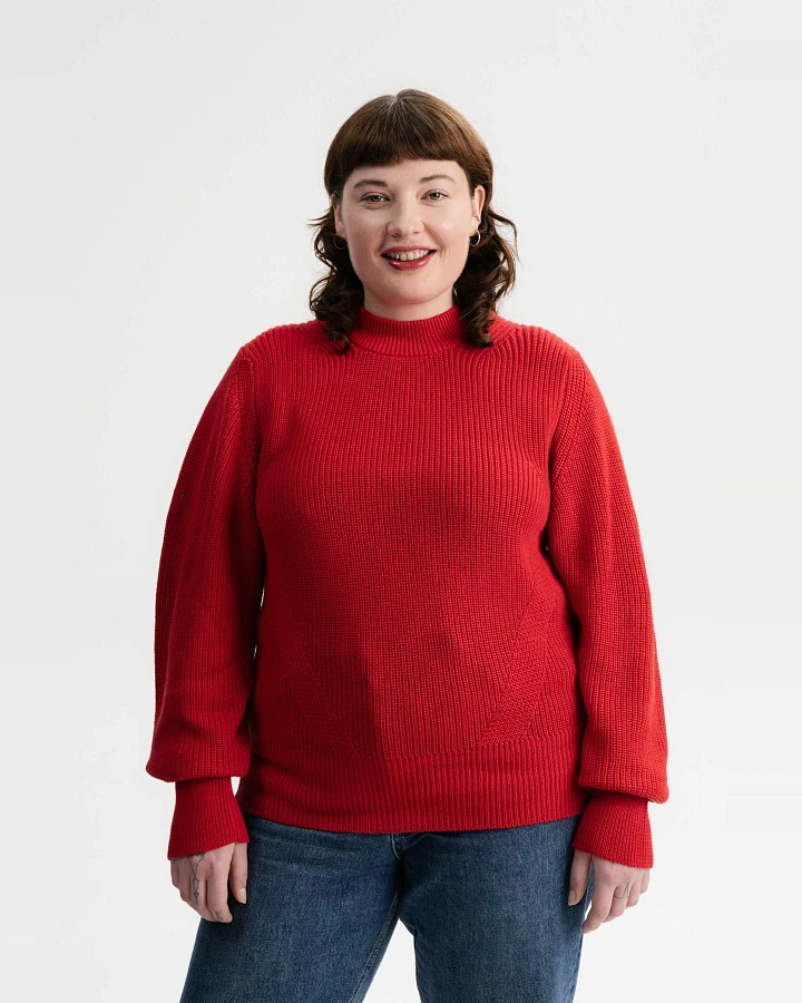 MELA Damen vegan Strickpullover Riya Granatapfel