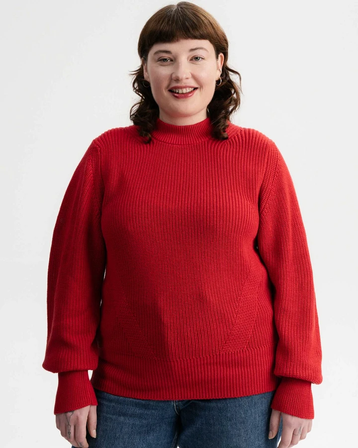 MELA Damen vegan Strickpullover Riya Granatapfel