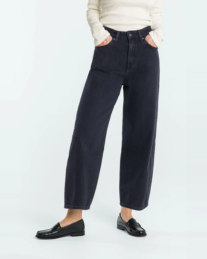 Kings of Indigo Damen vegan Jeans Unisex Leila Holo Washed Schwarz