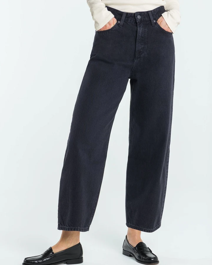 Kings of Indigo Damen vegan Jeans Unisex Leila Holo Washed Schwarz