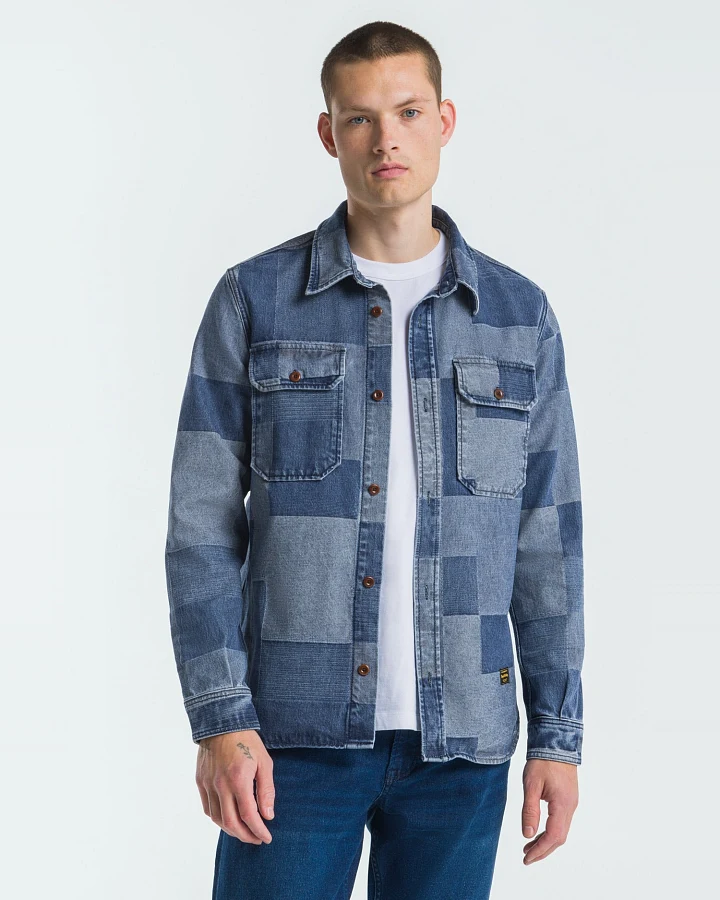 Kings of Indigo Herren vegan Hemd Kogyoku Jacquard Denim