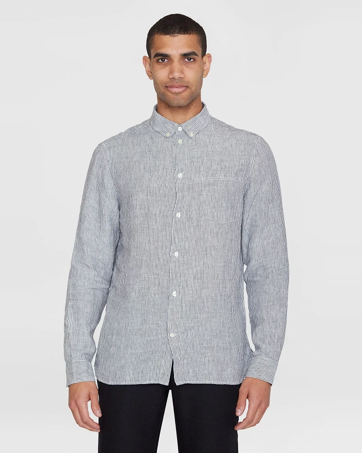 Hemd Striped Leinen Blau