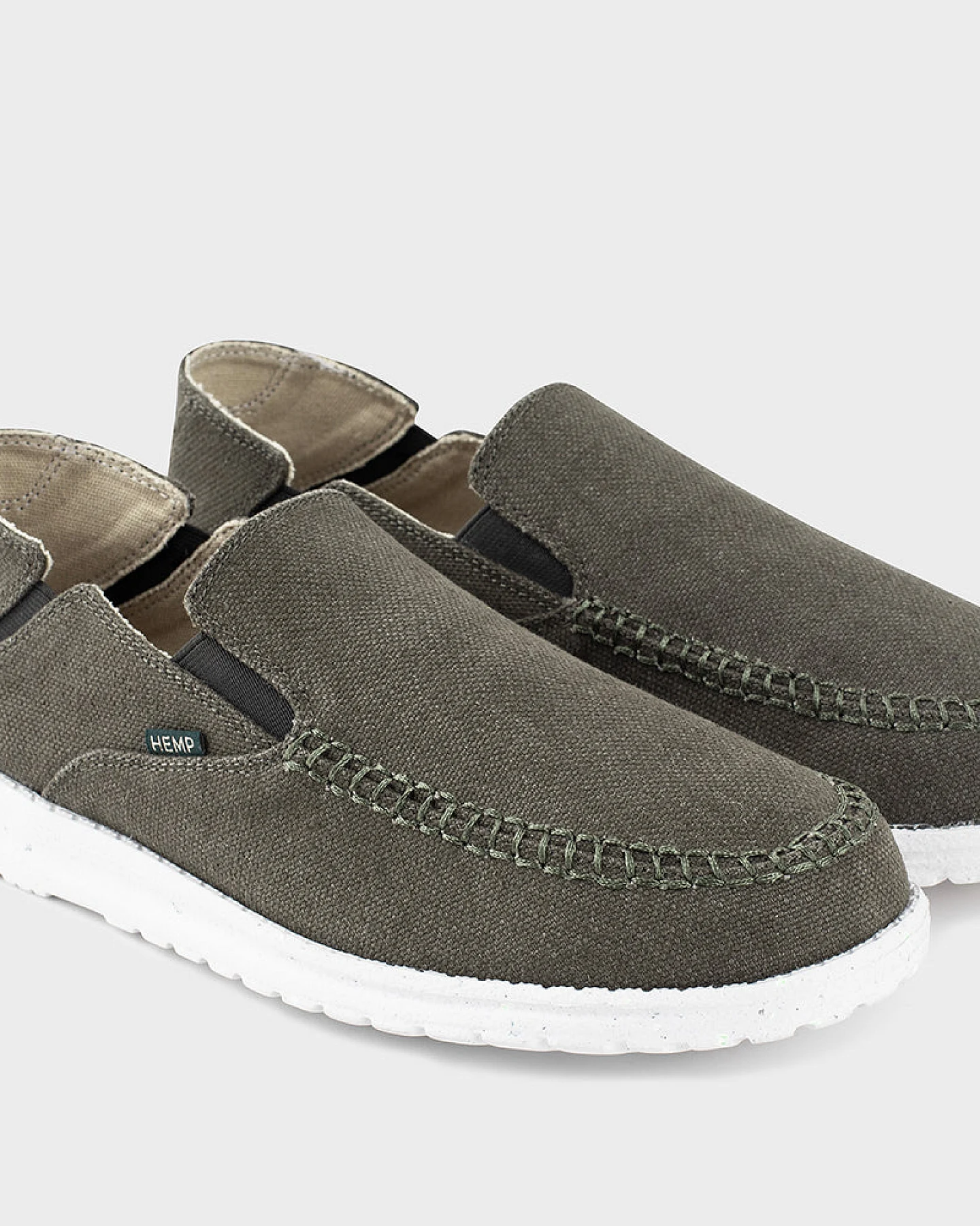 8000kicks EU Damen vegan Slip-On Damen Sunslide Hanf Dunkelgrün – Ansicht 2