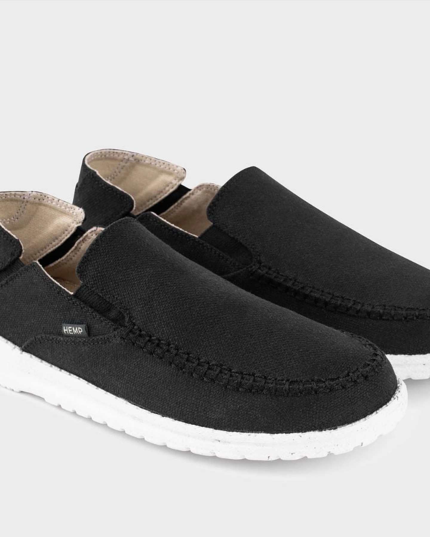 8000kicks EU Damen vegan Slip-On Damen Sunslide Hanf Schwarz – Ansicht 2