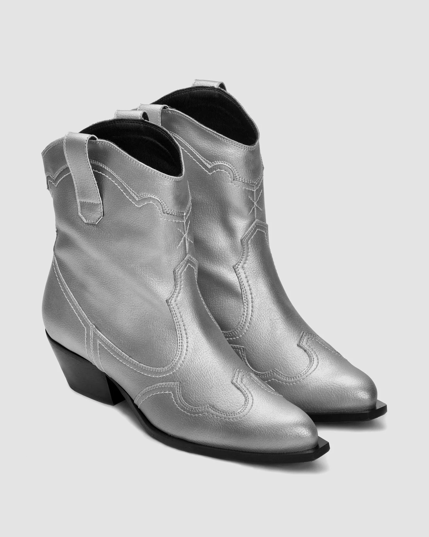 BOHEMA Damen vegan Cowboystiefel Metallisch Genäht – Ansicht 2