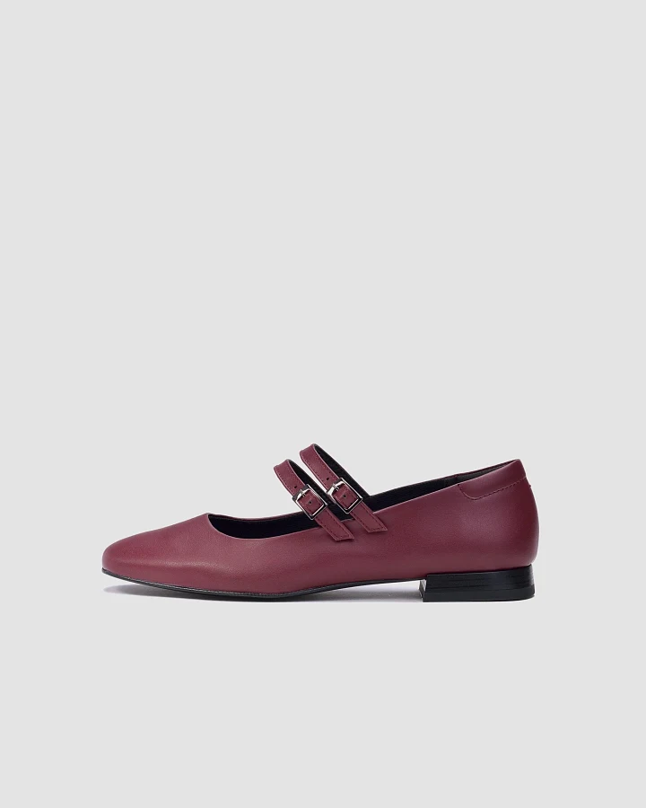 BOHEMA Damen vegan Ballerinas Mary Jane Kirsche
