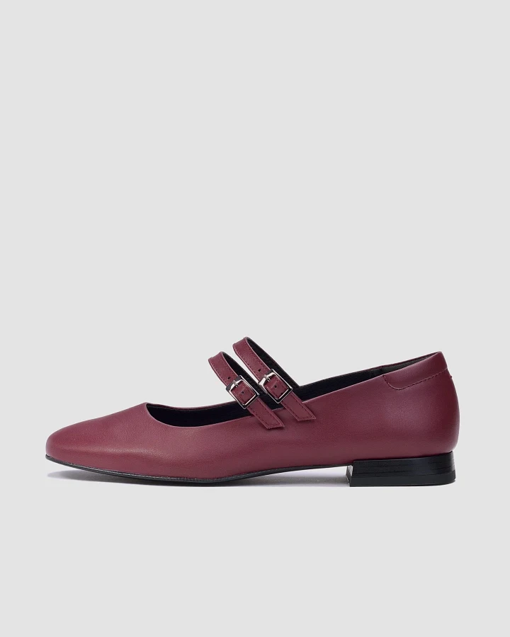 BOHEMA Damen vegan Ballerinas Mary Jane Kirsche