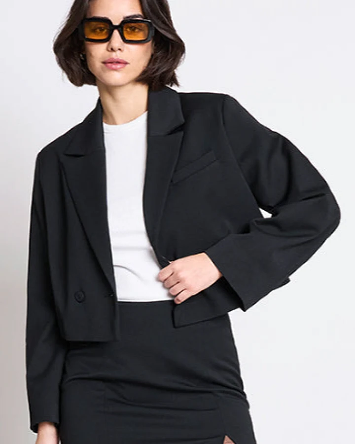 JAN 'N JUNE Damen vegan Cropped Blazer Tulia Schwarz