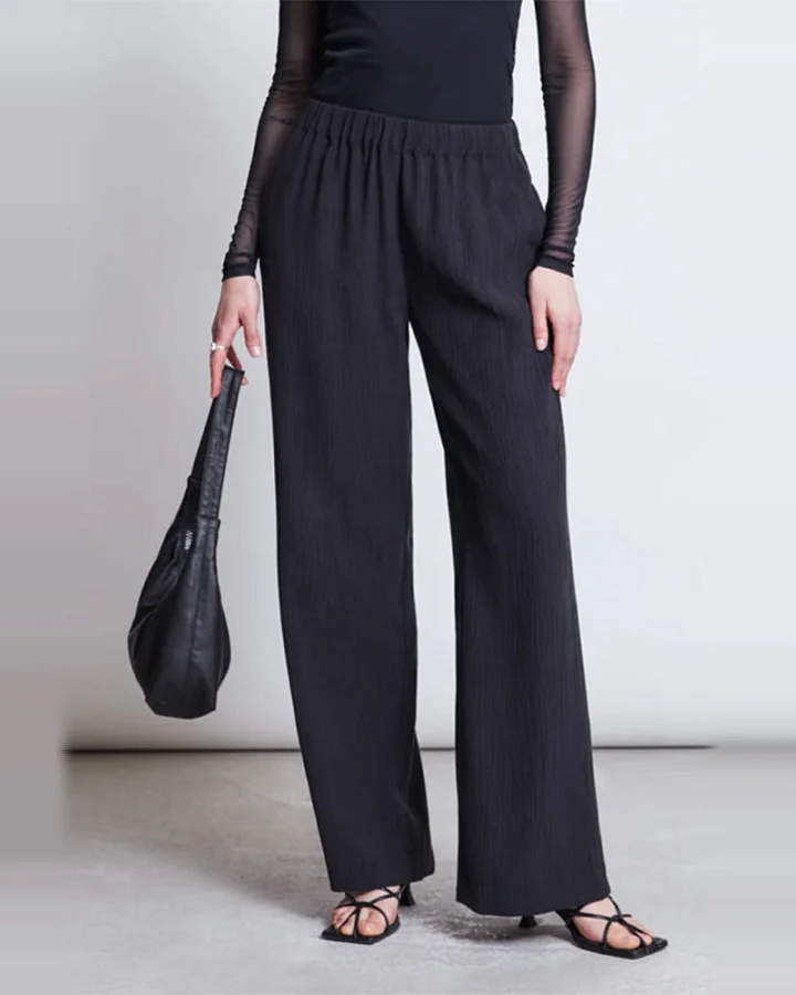 JAN 'N JUNE Damen vegan Hose Hava Crinkle Schwarz