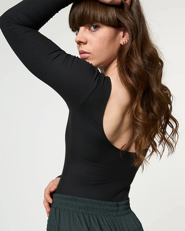 Girlfriend Collective Damen vegan Bodysuit Ava Schwarz