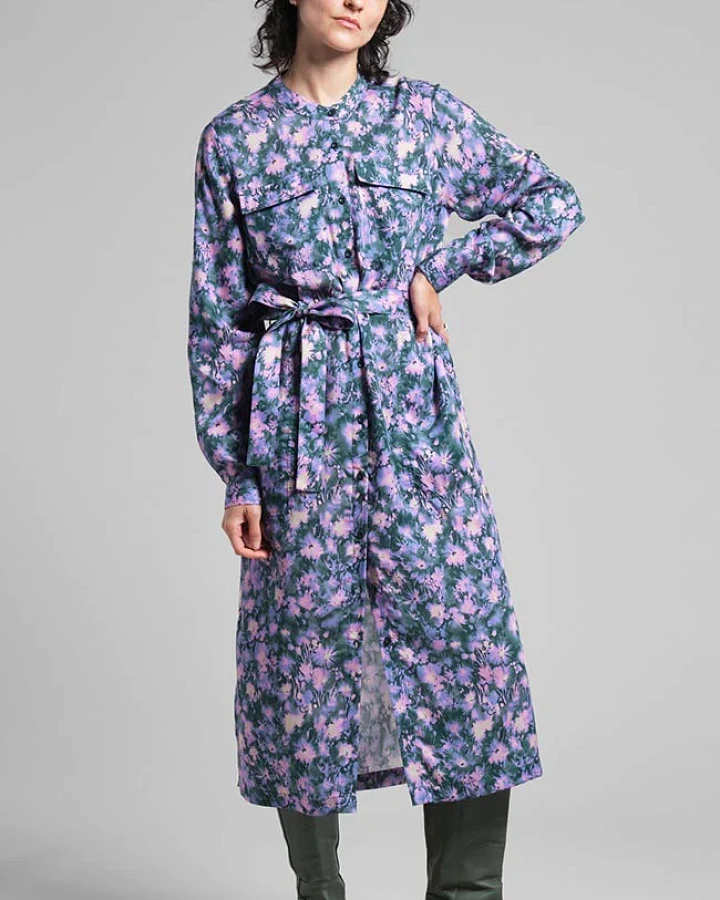 DEDICATED Damen vegan Kleid Falsterbo Blurred Flowers Multicolor